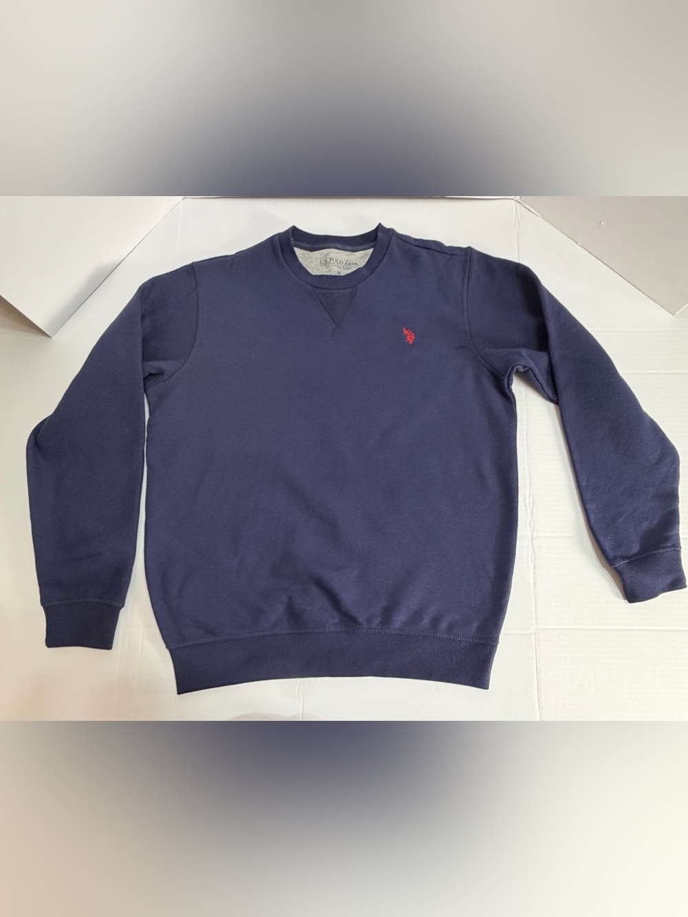 U.S. Polo Assn. Men’s Navy Crewneck Sweatshirt with Red Logo, M